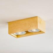 Opbouw plafondspot Solana hout hoekig 2-lamps