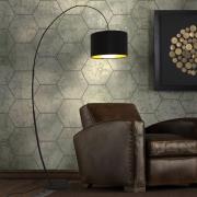 Boog-vloerlamp bamboe Arco, bruin-zwart goud