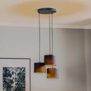 Hanglamp Soho, cilindrisch, rond 3-lamps blauw/goud