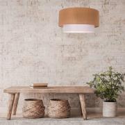 Hanglamp Boho, dubbele kap, jute bruin/wit