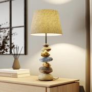 Tafellamp Vera, stoffen kap en steendecor, 55 cm