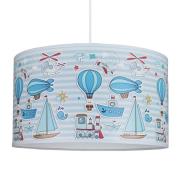 Hanglamp Columb, blauw met motieven