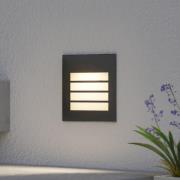 Arcchio LED wand inbouwlamp Zamo, louvre, zwart, IP65