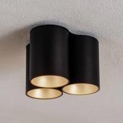 Plafondlamp Eye Tone III, zwart/goud