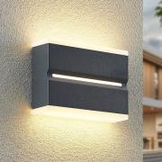 Prios Itarion LED buiten wandlamp, opaal witte kap