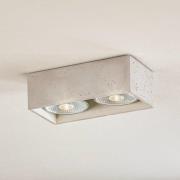 Opbouw-plafondspot Solana beton hoekig 2-lamps