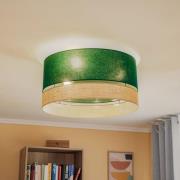 Euluna Levo plafondlamp, Ø 60 cm, jute/donkergroen