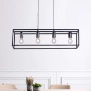 Hanglamp Fabio cage design 4-lamps zwart/chroom