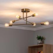 Plafondlamp Bloem 176, 6-lamps, goud antiek