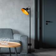 Vloerlamp Lik 4036, kantelbare kap, zwart/goud