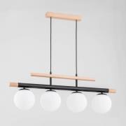 Hanglamp Trendy van hout, 4-lamps