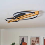 LED plafondlamp Tovak, pinie, 76 cm, 2-lamps, hout, dimbaar