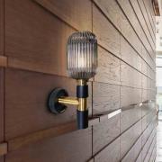 Wandlamp Norma, 42 cm, zwart/messing, glas, E27