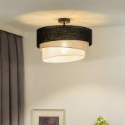 Euluna plafondlamp Trio, zwart/grijs/wit, textiel, Ø 45 cm