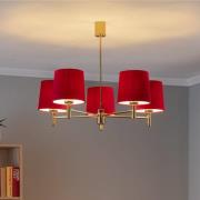 Hanglamp Polo 5-lamps messing/roze