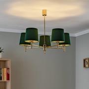 Hanglamp Polo plus 5-lamps messing/groen