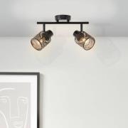 Bano plafondspot, lengte 34,5 cm, zwart mat, 2-lamps.