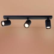 Plafondspot Marty, lengte 53 cm, zandzwart, 3-lamps.