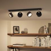 Philips Bracia LED plafondspot 4-lamps, zwart