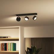 Philips Bracia LED plafondspot 3-lamps, zwart