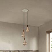 Tala hanglamp Triple Pendant rond, E27 helder, wit/walnoot