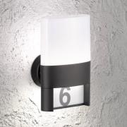 LED buiten wandlamp Diego, zwart, huisnummer lamp