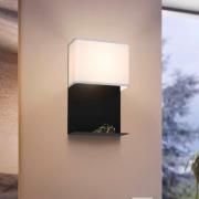 LED wandlamp Galdakao met textiel, zwart/wit