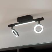 LED plafondspot Cardillio 2 zwart met twee ringen