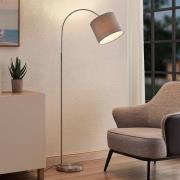 Lindby vloerlamp Keriba, nikkel/taupe, stof, 150cm, E27