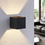 Lindby Mirza aluminium-wandlamp, hoekig, zwart