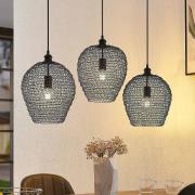 Lindby Benja hanglamp, 3-lamps, zwart