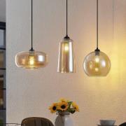 Lucande hanglamp Wilja, amber, glas, 111 cm, 3-lamps, E27