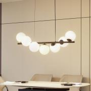 Lucande hanglamp Isandro, zwart / opaal, 7-lamps