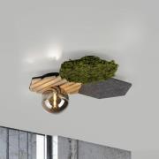 JUST LIGHT. Groene Hex plafondlamp, ijzer, hout, mos