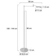 LED vloerlamp Soleil, staalkleurig, metaal, dimmer