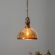 Hanglamp AV-5063-1E met glazen kap, antiek goud