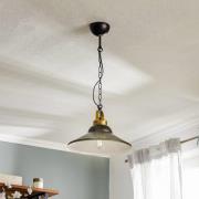 Hanglamp Iron, zwart/wit/antiek messing