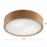 Envostar Caspian plafondlamp, Ø 37 cm, IP54, eiken