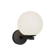 Wandlamp Lucande Bidolo, zwart, glas, Ø 12 cm, IP44