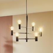 Hanglamp Lucande Aidas, zwart, metaal, 6-lamps