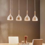 Noak hanglamp 4-lamps lang wit/naturel hout