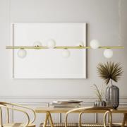 Hanglamp Pomi, 7-lamps, goudkleurig, glas, lineair