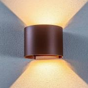 Lindby LED buitenwandlamp Nivar, rond, roest, metaal, IP54