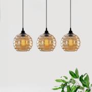 Hanglamp Goud 012, goud-transparant, glas 3-lamps lineair