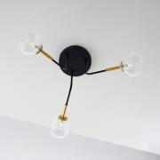 Plafondlamp Burano, 3-lamps, zwart, glas, 31 cm hoog, G9