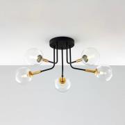 Plafondlamp Burano, 5-lamps, zwart, glas, 31 cm hoog, G9