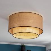 Plafondlamp Big Boho, rotan, beige/zwart