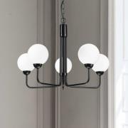 Kroonluchter Malou met glazen kappen, 5-lamps