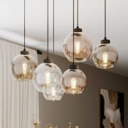 Cubus hanglamp, 6-lamps, helder/honing/bruin, glas, E27