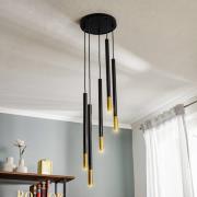 Sopel Due 5 hanglamp, zwart/goud, 5-lamps.